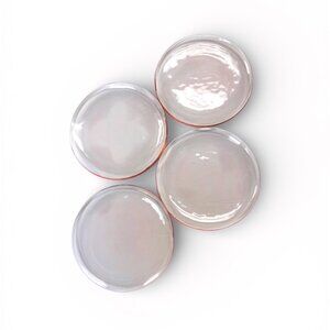 Vintage Set Of 4 Pink Transparent Depression Glass Dinner Plates